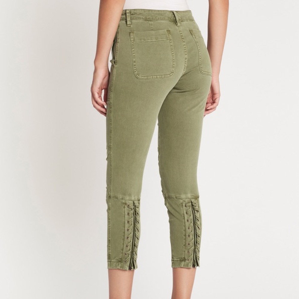 CURRENT ELLIOTT GREEN KHAKI PANTS WITH LACEUP BACK